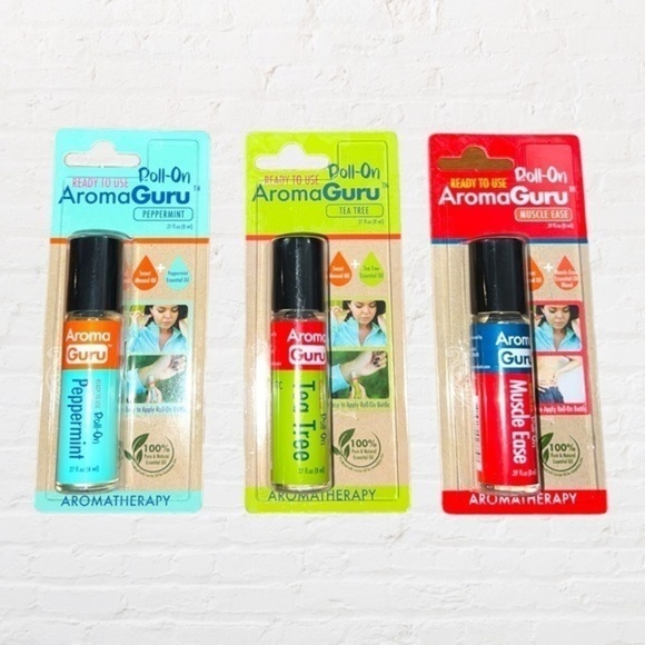 Aromatherapy Essential Oil Roll On Bottles Muscle Ease Peppermint Tea Tree - Picture 1 of 9